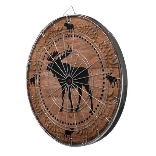 素朴な木のアメリカヘラジカの円の投げ矢板 ダーツボード (正面右)