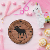 素朴な木のアメリカヘラジカの円の紙皿 ペーパープレート (パーティー)