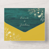 素朴な木のエメラルドグリーンと黄色の結婚式 オールインワン招待状 (裏面)