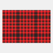 素朴な木のクリスマスディアーは赤いバッファローのチェックに耐える ラッピングペーパーシート (正面2)