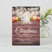 素朴な木のクリスマスホリデーパーティー 招待状 (スタンド正面)