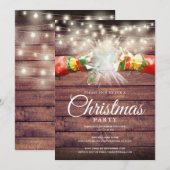 素朴な木のクリスマスホリデーパーティー 招待状 (正面/裏面)