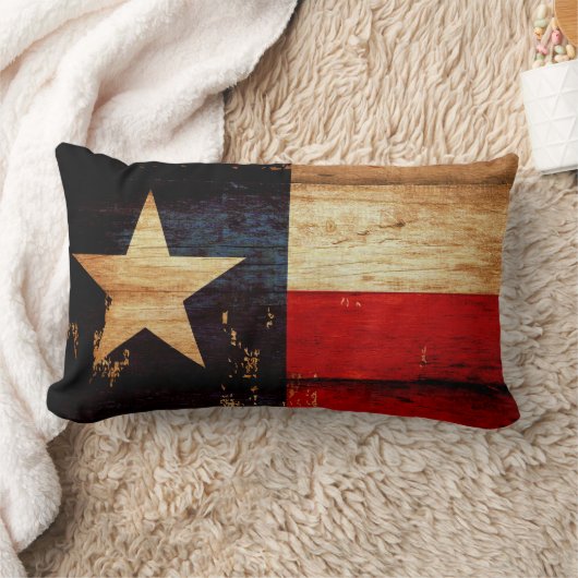 素朴な木のグランジな一見のテキサス州の州の旗 ランバークッション (ブランケット)