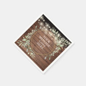 素朴な木のグリーン装飾ストリングライト スタンダードカクテルナプキン (角)