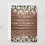 素朴な木のストリングライトとサジとライラックの結婚式 招待状 (正面)