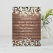 素朴な木のストリングライトとサジとライラックの結婚式 招待状 (スタンド正面)