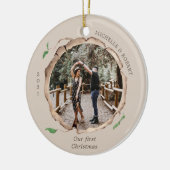 素朴な木のスライス初めてのクリスマス セラミックオーナメント (左)