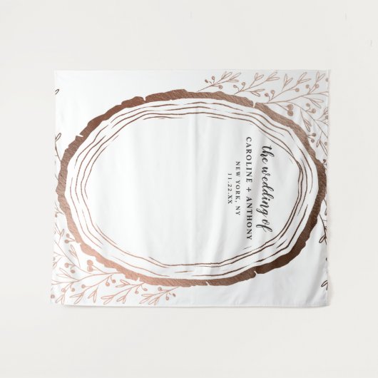 素朴な木のスライス銅箔写真ブース背景 タペストリー (正面(横))