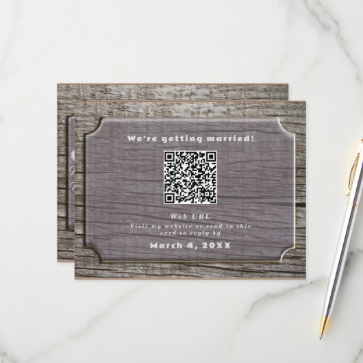 素朴な木のテクスチャ 出欠カード (正面/裏面インサイチュ)