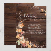 素朴な木のデザインのハロウィンパンプキン 秋の恋愛 ブライダルシャワー 招待状 (正面/裏面)