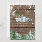 素朴な木のトラックの冬のワンダーランド1歳の誕生日 招待状 (正面)