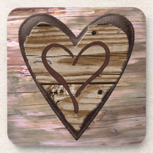 素朴な木のハート愛印のコルクのコースター コースター (正面)
