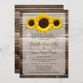 素朴な木のヒマワリの結婚式招待状1.0 招待状 (正面/裏面)