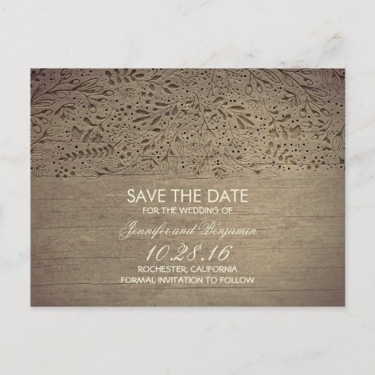 素朴な木のフローラは日付を保存 案内ポストカード (正面)