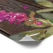 素朴な木のフローラ結婚の歓迎の看板ポスター ポスター (角)