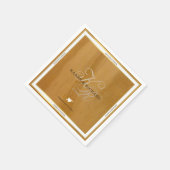 素朴な木のモノグラム結婚披露宴 スタンダードカクテルナプキン (角)