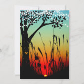 素朴な木のライトと夕焼けの結婚式ディナーメニュー 招待状 (裏面)