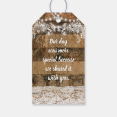 素朴な木のライトレースブライダルシャワーありがとう ギフトタグ (裏面)