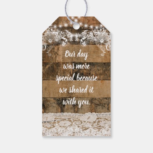 素朴な木のライトレースブライダルシャワーありがとう ギフトタグ (裏面)