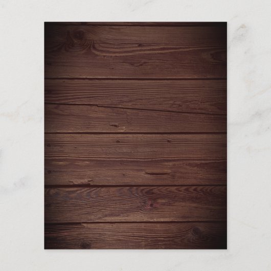 素朴な木のレースのライトのブジェットウェディングの招待状 (裏面)