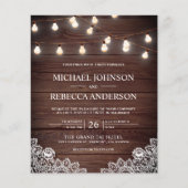 素朴な木のレースのライトのブジェットウェディングの招待状