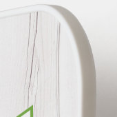 素朴な木の上のモノグラムの国レモンの水色 ピックルボールラケット (左詳細)