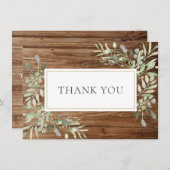 素朴な木の優雅な柔らかな葉のグリーン サンクス サンキューカード (正面/裏面)