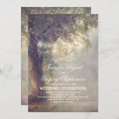 素朴な木の夢みるようなひもはヴィンテージの結婚をつけます 招待状 (正面/裏面)