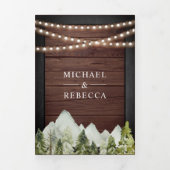 素朴な木の山の森の写真コラージュ結婚式 三つ折り招待状 (カバー)