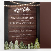 素朴な木の山の森の写真コラージュ結婚式 三つ折り招待状 (内部最初)