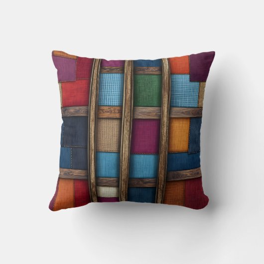 素朴な木の明るい織物 クッション (裏面)