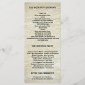 素朴な木の木のハート彫刻結婚式 プログラム (裏面)