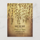 素朴な木の枝ストリングライト日付を保存 案内ポストカード (正面)