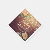 素朴な木の桃の花のストリングライトのベイビーシャワー スタンダードカクテルナプキン (角)