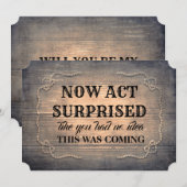 素朴な木の楽しいブライズメイド/花嫁の介添え人 招待状 (正面/裏面)