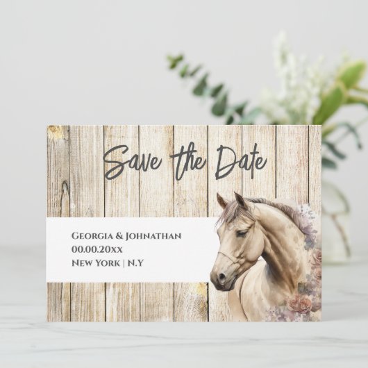 素朴な木の水彩の馬の農村の納屋 セーブザデート (スタンド正面)