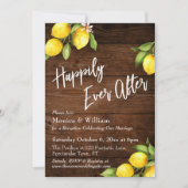 素朴な木の水彩画のレモンたち ハッピーエバーアフター 招待状 (正面)