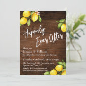 素朴な木の水彩画のレモンたち ハッピーエンド 招待状 (スタンド正面)