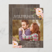 素朴な木の水彩画の結婚式お知らせカード セーブザデート (正面/裏面)