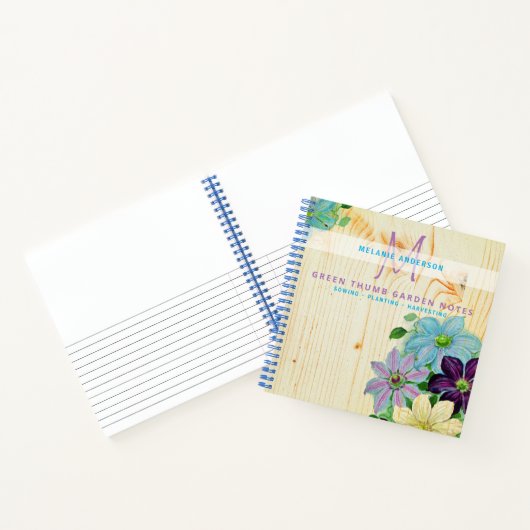 素朴な木の緑の親指のガーデナーズジャーナル ノートブック (内部)