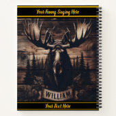 素朴な木の背景にムースのアート ノートブック (裏面)