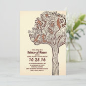 素朴な木の花柄の枝リハーサルの夕食 招待状 (スタンド正面)