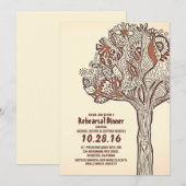 素朴な木の花柄の枝リハーサルの夕食 招待状 (正面/裏面)