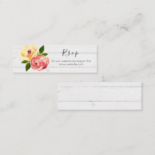 素朴な木の花柄RVSPの結婚式のウェブサイトカード スキニー名刺 (正面/裏面)