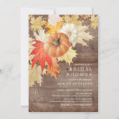 素朴な木の葉とパンプキンのオータム ブライダルシャワー 招待状 (正面)