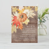 素朴な木の葉とパンプキンのオータム ブライダルシャワー 招待状 (スタンド正面)