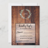 素朴な木の葉水の色のモノグラムのRSVP 招待状 (正面)