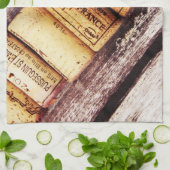 素朴な木の質のフランスワインのボトルのコルク キッチンタオル (折り畳み)