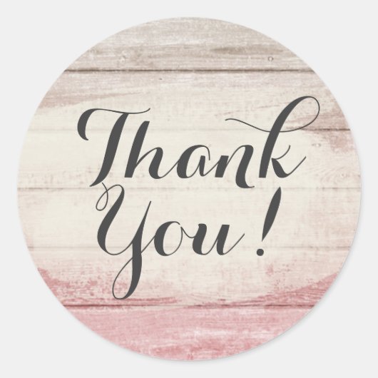 素朴な木の赤いピンクのオンブルシャビーサンキュー ラウンドシール (正面)