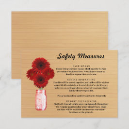 素朴な木の赤い花のメイソンジャー 安全対策 エンクロージャーカード
